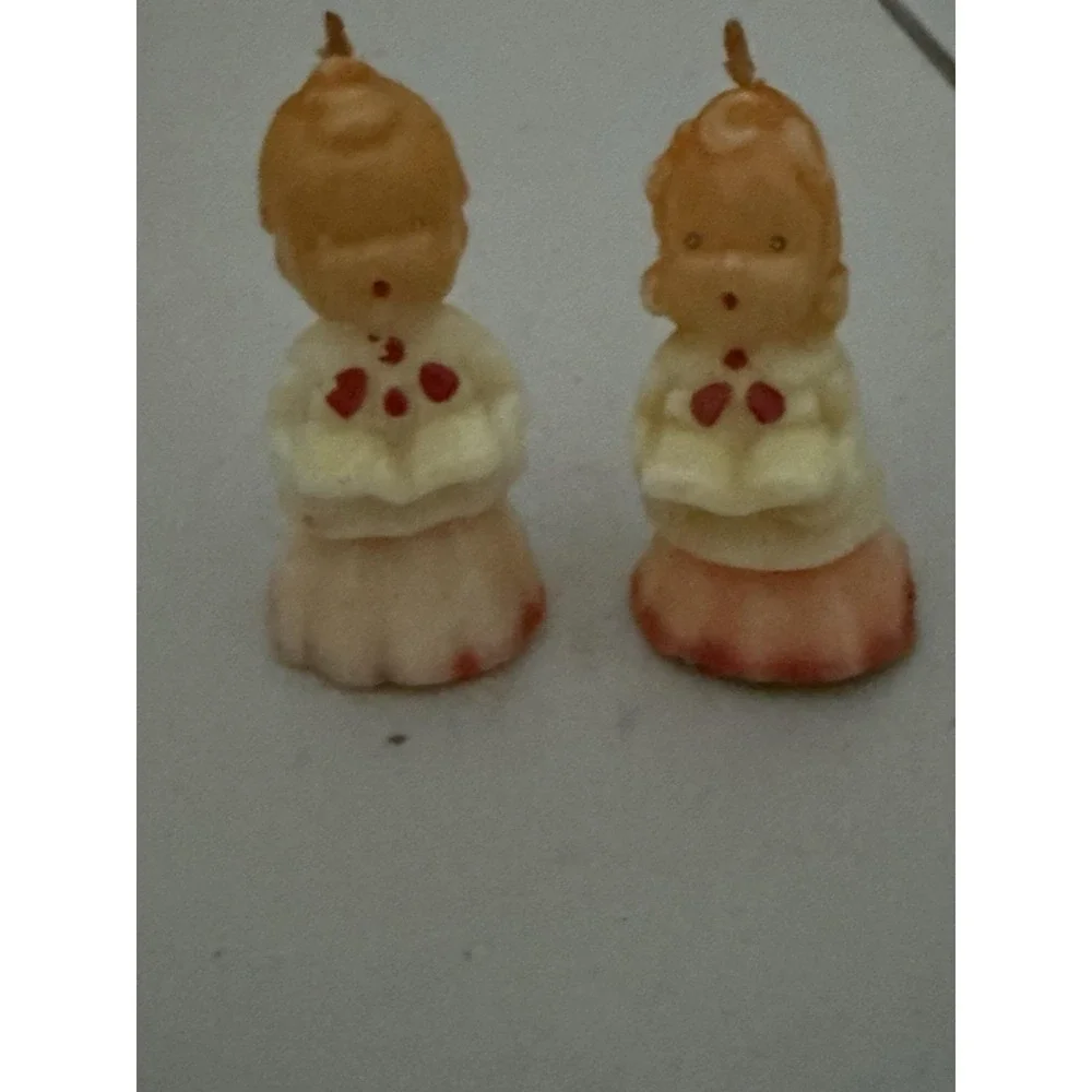 Gurley novelty Co white boy girl choir christmas candle lot of 2 Piece 1940s
